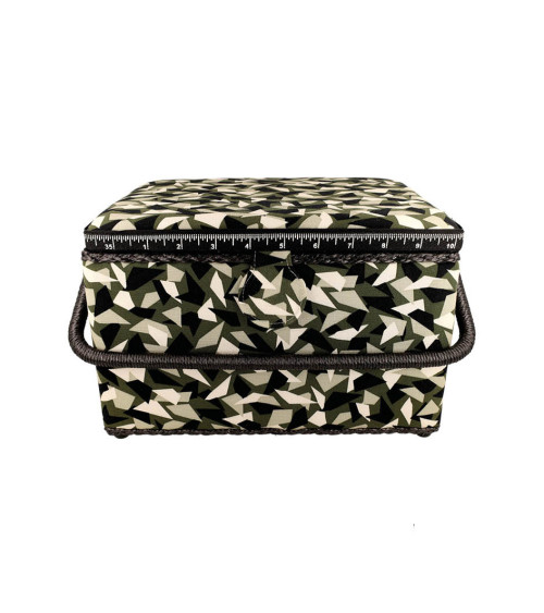 Sewing box 21x28.5x19.5cm geometric khaki print