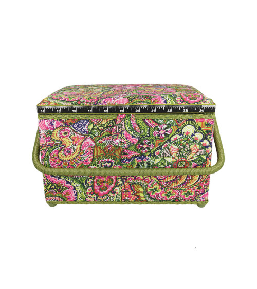 Sewing box 21x28.5x19.5cm pink and green print