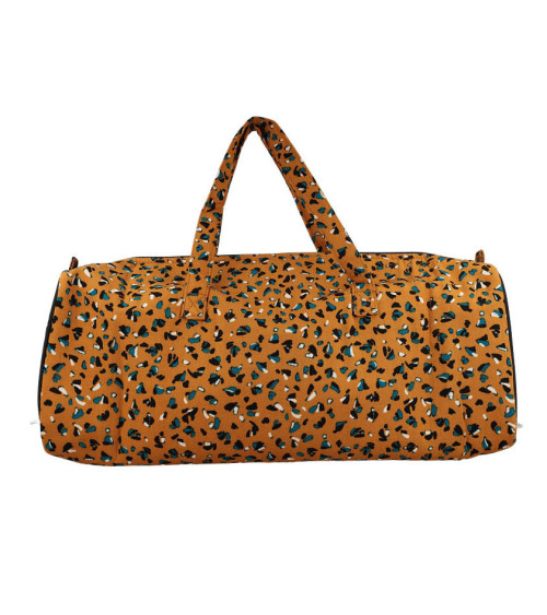 Knitting bag 44x14x17cm speckled print mustard yellow blue