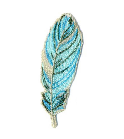 Turquoise and gold leaf iron-on badge 7x2cm