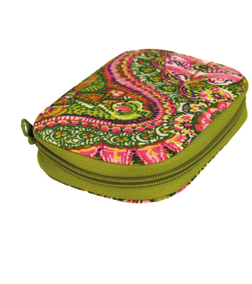 Sewing bag 14x9cm printed pink and green