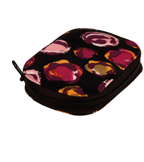 Bolsa de costura 14x9cm burbujas fucsia fondo negro