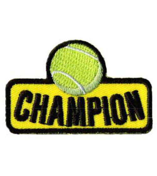 Tennis champion iron-on badge