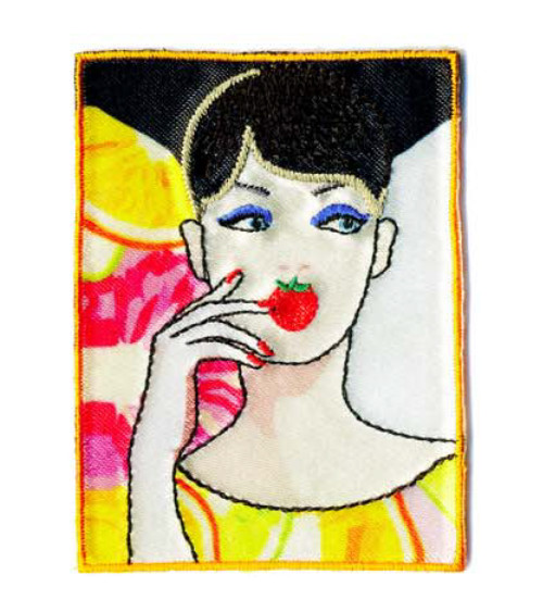 Parche termoadhesivo pin up amarillo 7 x 5 cm