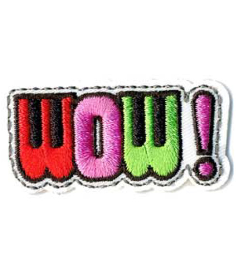 Flashy WOW iron-on badge