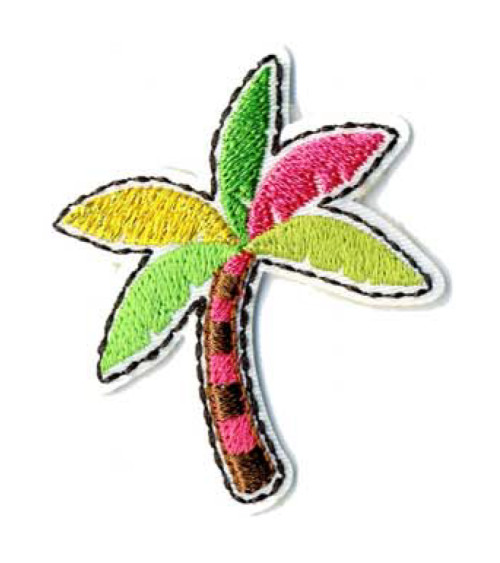 Flashy palm tree iron-on badge