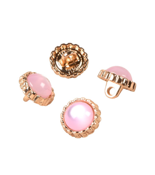 Set of 6 pink pearl jewel buttons 11mm