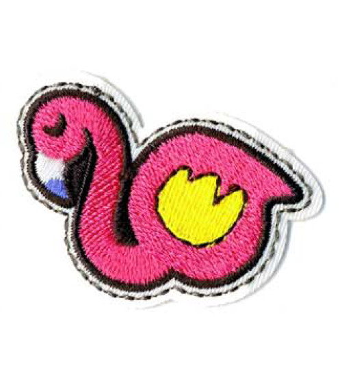 Flashy pink flamingo iron-on badge