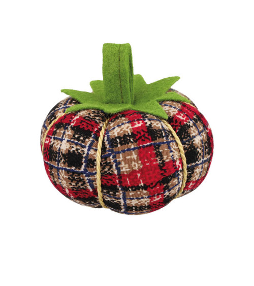 8cm pin holder tomato with tartan print