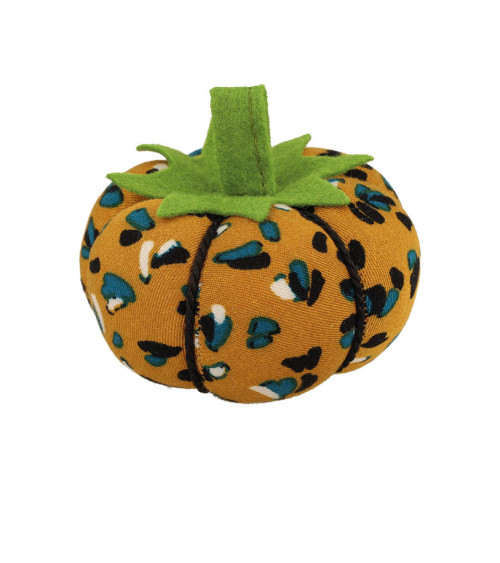 Porta alfileres de tomate 8cm estampado moteado amarillo mostaza azul