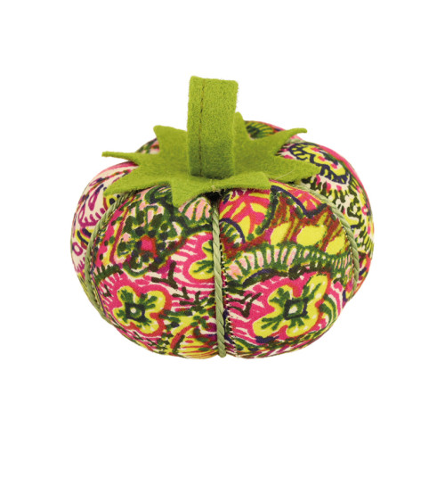 8cm pincushion tomato printed in pink and green