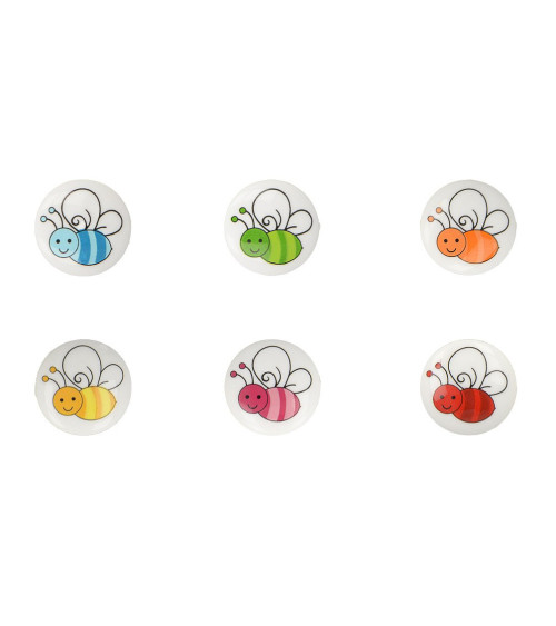 Set of 6 bee base buttons 15mm