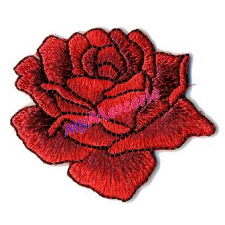 Ecusson thermocollant rose dessinée rouge 4x4.5cm