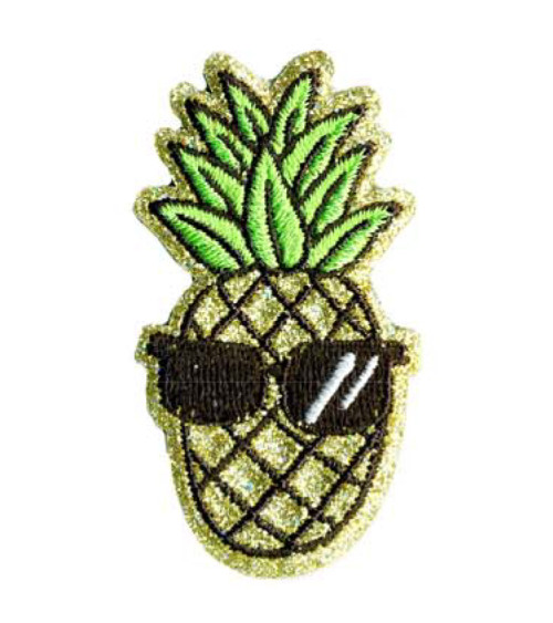 Ananas-Glitzer-Aufnäher zum Aufbügeln, 6 x 3 cm