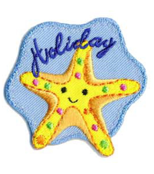 Holiday starfish iron-on badge 5x4.5cm