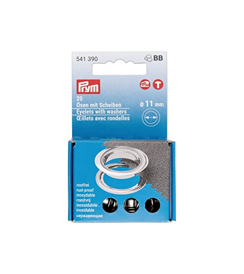 Set of 20 Prym eyelets and washers silver 11 mm