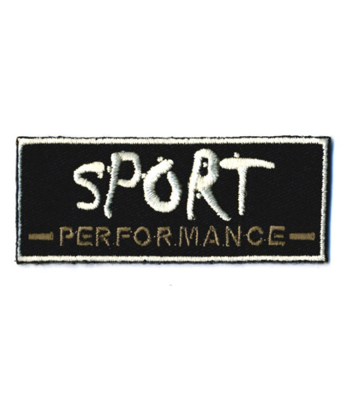 Black iron-on sports badge