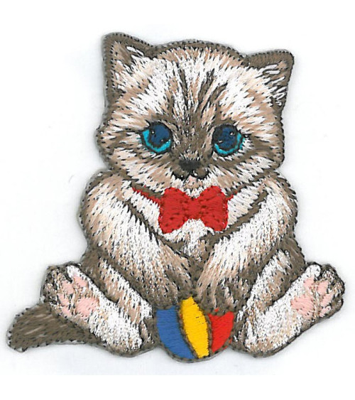 Set of 3 iron-on cat with bow tie patches