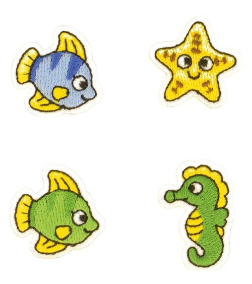 Card of 4 sea animal badges 2cm