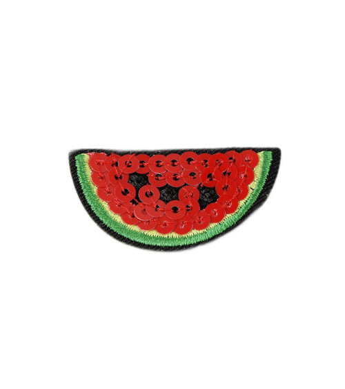 Wassermelonen-Pailletten-Frucht-Aufnäher zum Aufbügeln, 3,5 cm x 3,5 cm