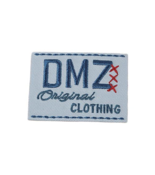 Set of 3 blue DMZ iron-on patches 5cm x 3.5cm