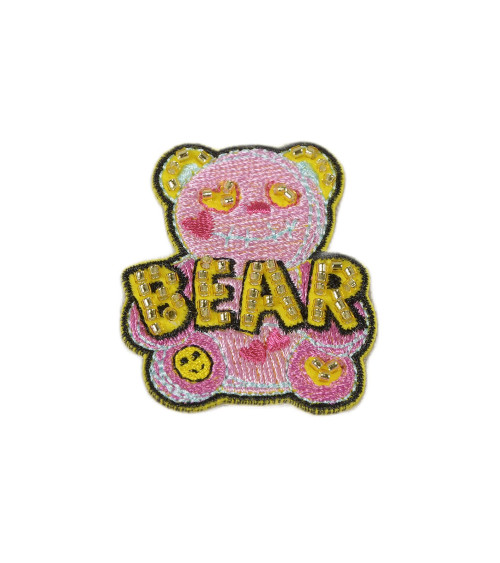 Set of 3 pearl bear badges 4.5cm x 3cm