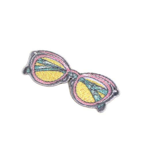 Fashion glasses iron-on badge 2cm x 5cm