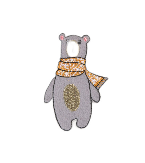 Winter animal bear iron-on patch 5.1cm x 3.5cm