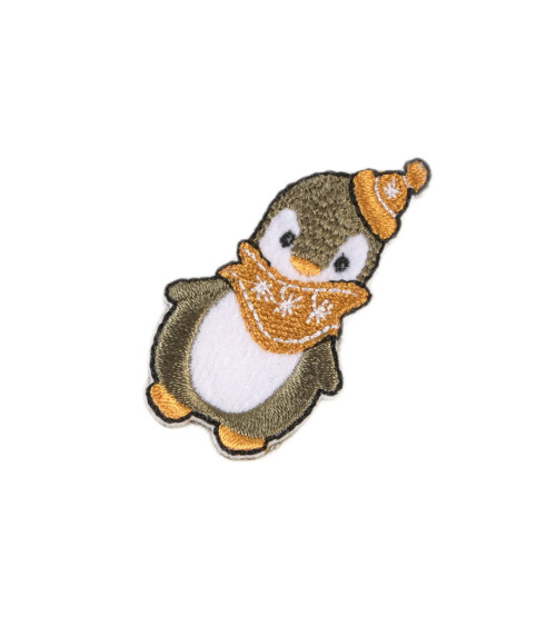 Parche termoadhesivo con animal de invierno pingüino 5,5 cm x 3 cm