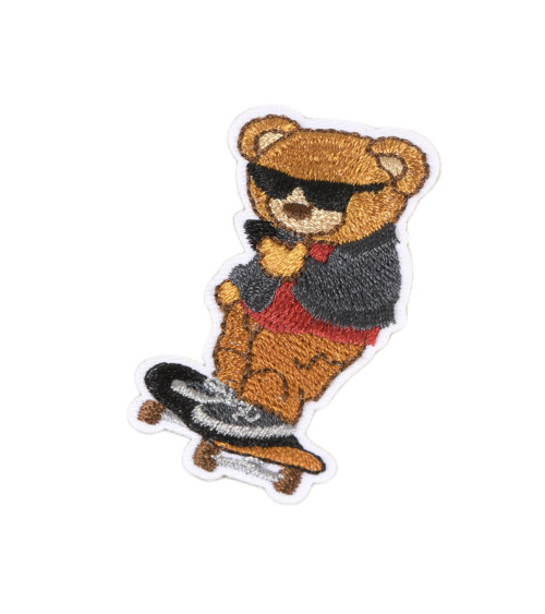 Stern-Skate-Teddybär-Aufnäher zum Aufbügeln, 5,5 cm x 3,5 cm