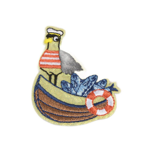 Ocean pelican iron-on badge 5.5cm x 5cm