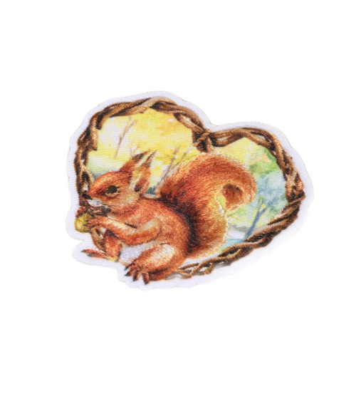 Squirrel forest iron-on patch 5cm x 5.5cm