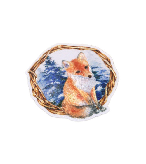 Forest fox iron-on badge 5.7cm x 5.5cm