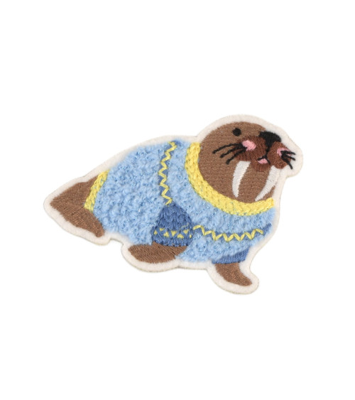 Polar walrus iron-on badge 5.5cm x 6.5cm