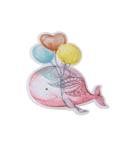 Parche termoadhesivo Mundo Ballena rosa pastel 5,5 cm x 4,5 cm