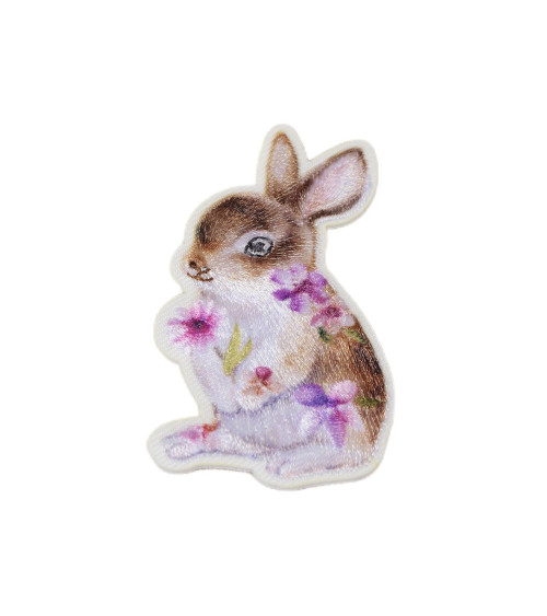 Iron-on patch floral animals rabbit 5.5cm x 3.5cm