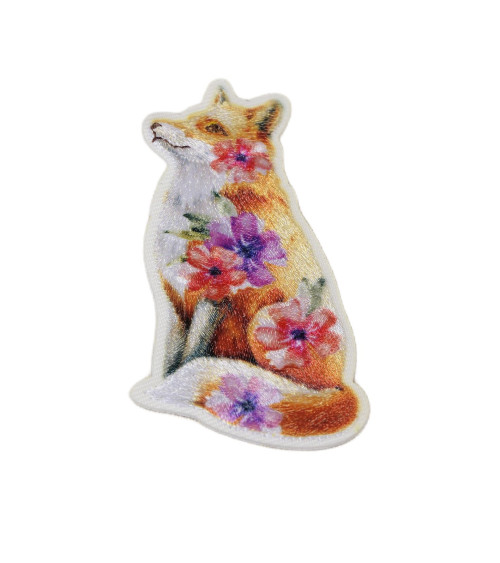 Iron-on patch floral animals fox 6.5cm x 4cm