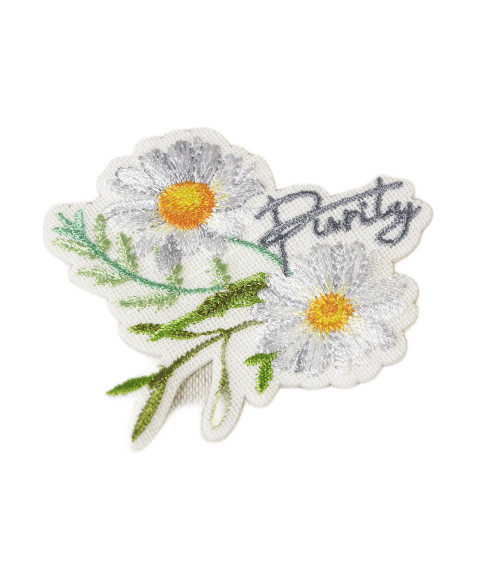 Purity flower iron-on badge 5cm x 6cm