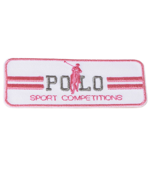 Weißer Sport-Polo-Aufnäher zum Aufbügeln, 3 cm x 7 cm