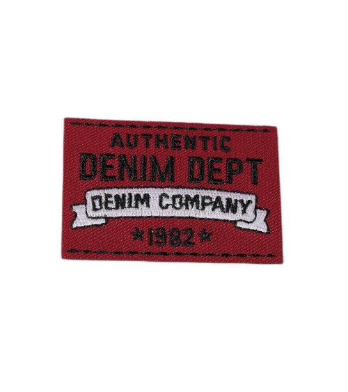 Authentischer Denim-roter Aufnäher zum Aufbügeln, 3,5 cm x 5 cm