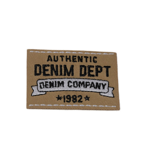 Ecusson thermocollant autentico denim beige 3,5cm x 5cm