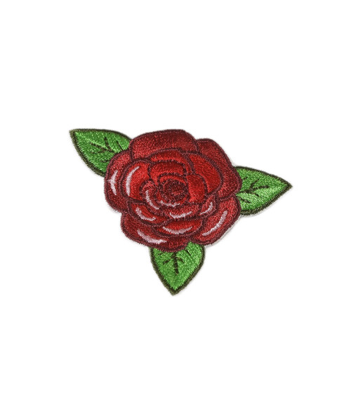 Red rose iron-on patch 4cm x 4.5cm