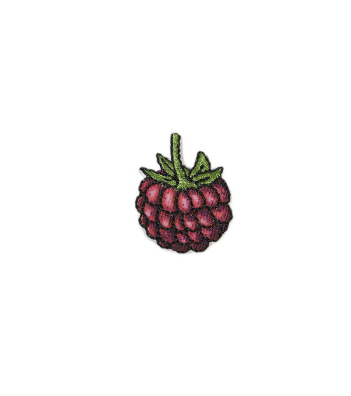 Raspberry garden iron-on badge 3cm x 2cm