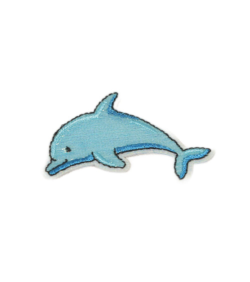 Glitter dolphin iron-on badge 3.5cm x 5.5cm