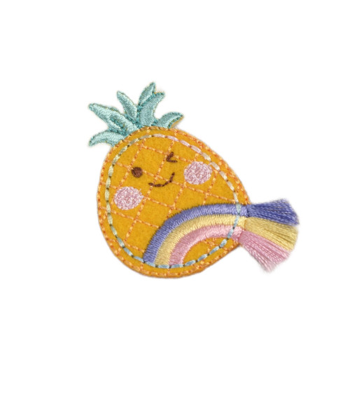 Set of 3 iron-on badges with pineapple fringes 5cm x 3.5cm