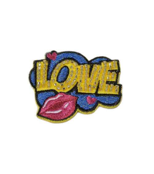 Set di 3 toppe termoadesive con parole Love Pearl 4 cm x 4,5 cm