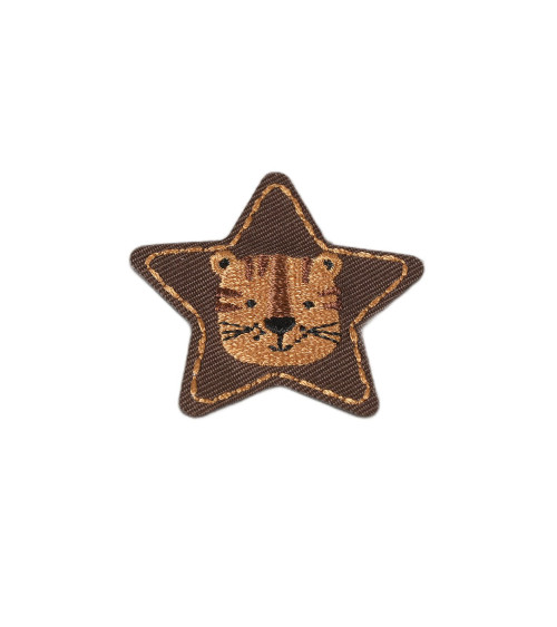 Juego de 3 parches termoadhesivos de tigre y estrellas de animales, 4 cm x 4 cm