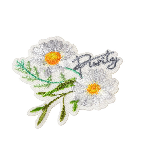 Set of 3 purity flower iron-on patches 5cm x 6cm