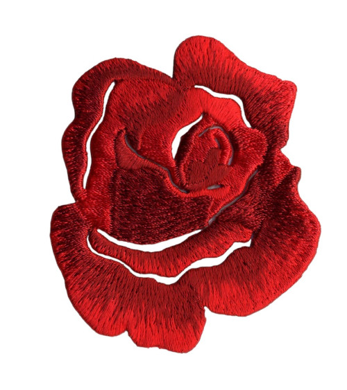 Set of 3 hot red rose iron-on patches