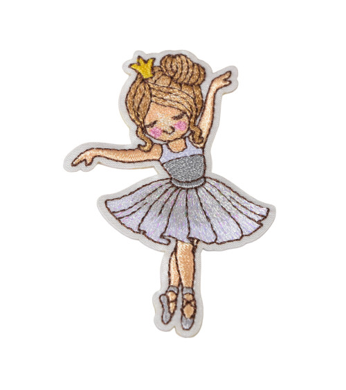 Set di 3 toppe ballerina argento 7 cm x 4,5 cm